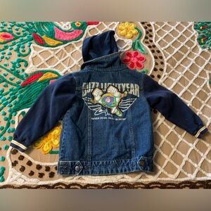 VTG Toy Story Buzz Lightyear jean Jacket size 5 “never fear, Buzz is here”